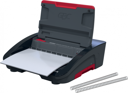 Masina de indosariat GBC WireBind WB15E, electica, cu spire metalice, A4, 15/125 coli, negru-argintiu